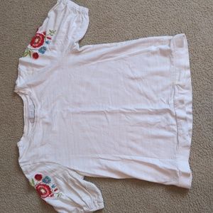 LOFT Cotton Embroidered Puff Sleeve T-shirt